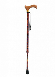 Трость опорная регулируемой длины LY-252-WR6 серия "Welt-RU" алюминиевая с деревянной ручкой